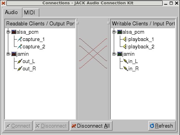 simple connection settings using qjack and jamin