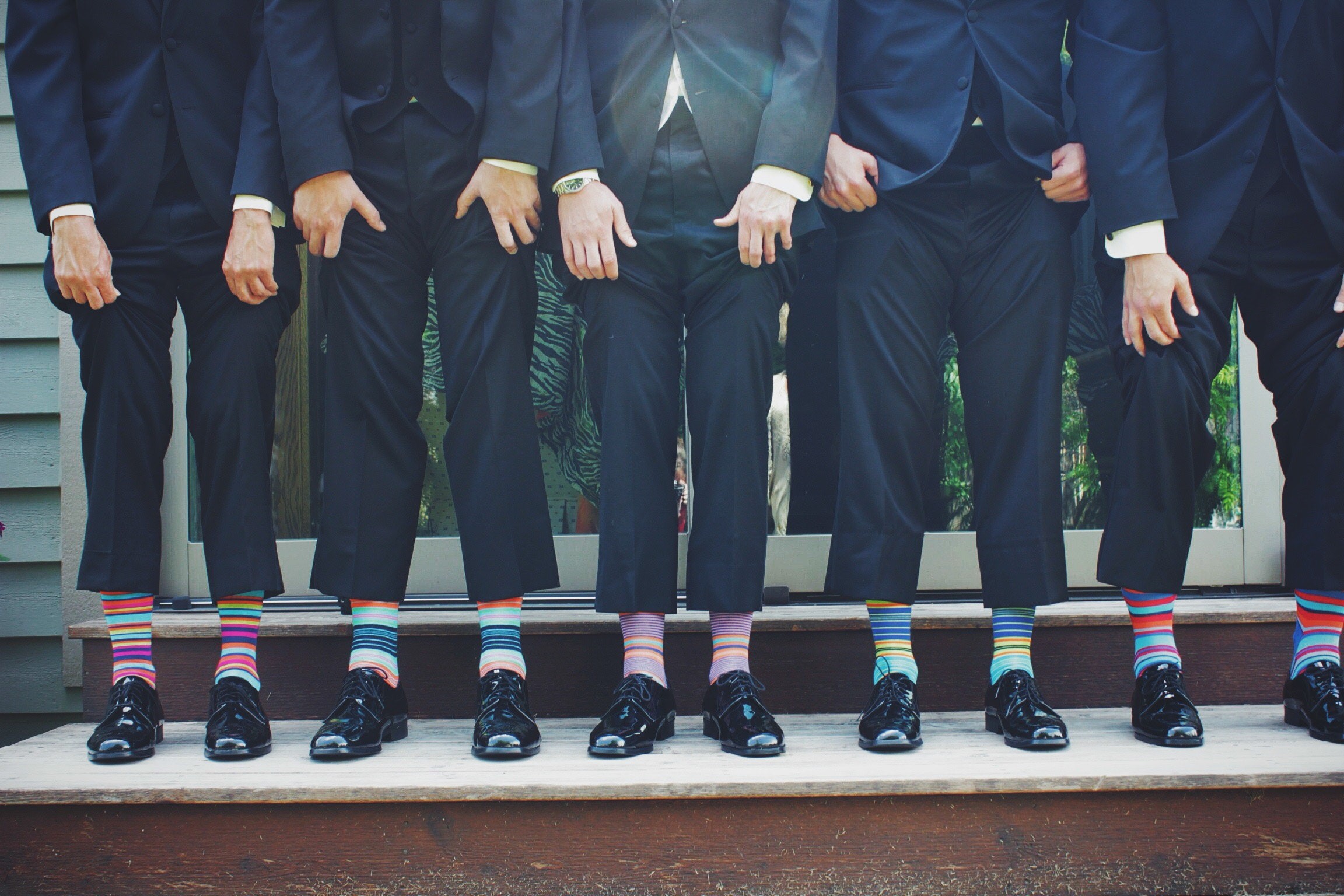 Business people wearing colourful socks